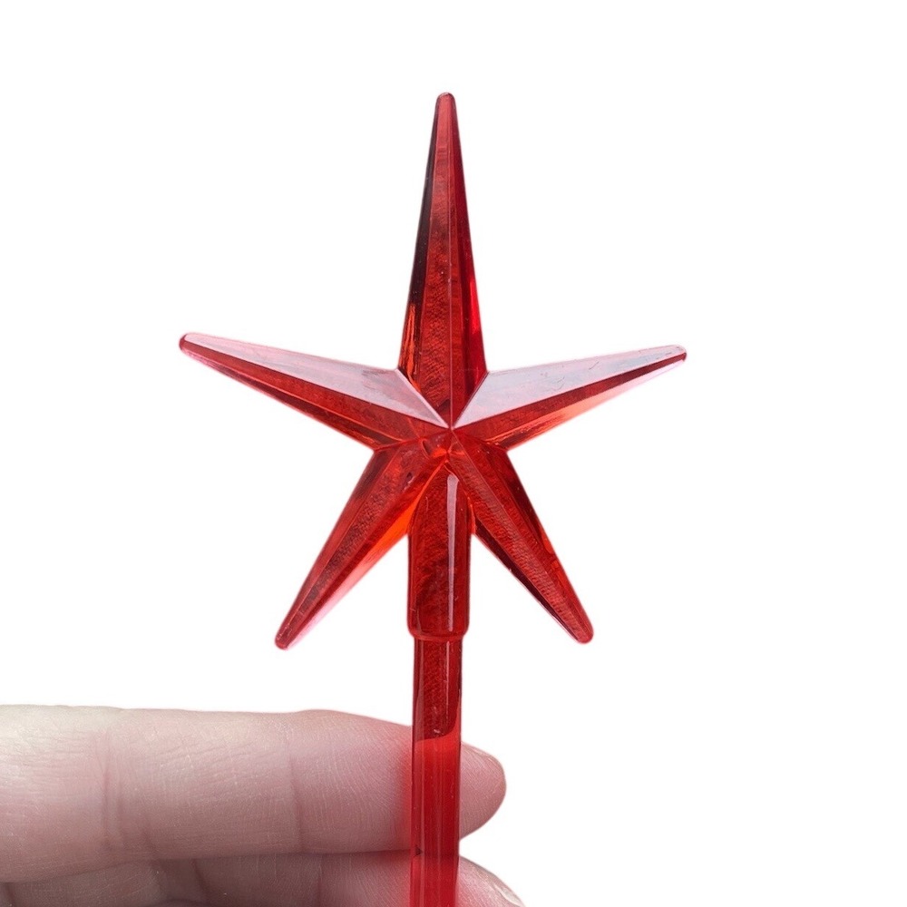 Vtg Star Red‎ Medium 5 Point Topper Ceramic Christmas Tree 2.75" Tall x 1-5/8"